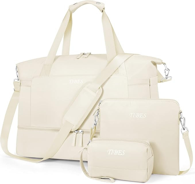 Gym Bag for Women Weekender Bag with Waterproof Shoe Compartment Sports Travel Duffel 3pcs Set Ca... | Amazon (US)