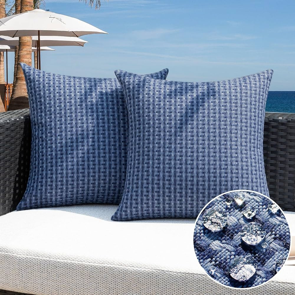 Kevin Textile Outdoor Waterproof Throw Pillow Covers Pack of 2 Weaving Texture Water Resistant Ou... | Amazon (US)