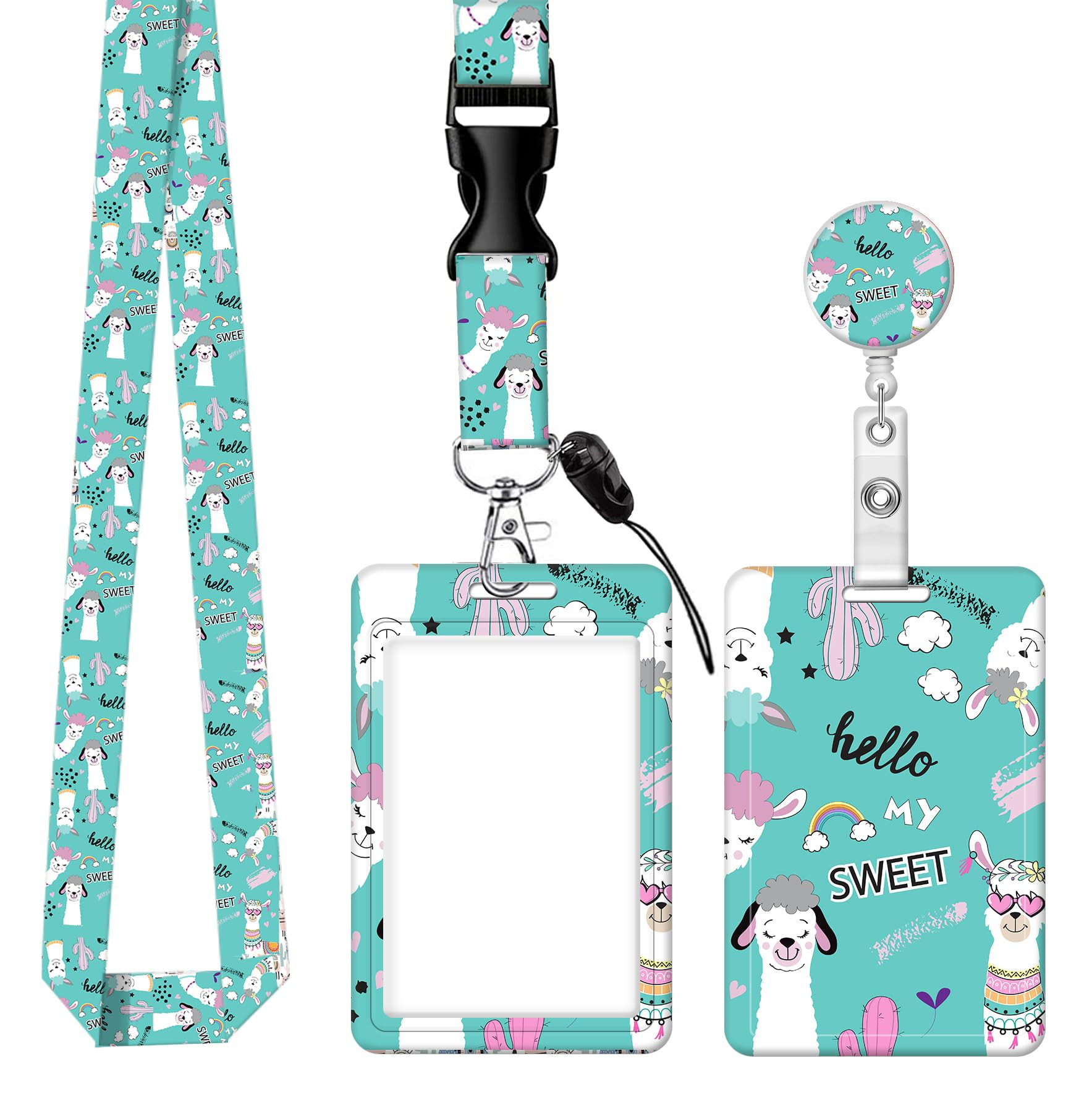 ID Badge Holder with Retractable Badge Reel Clip and Lanyard, Cute Card Name Tag Lanyard Vertical... | Amazon (US)