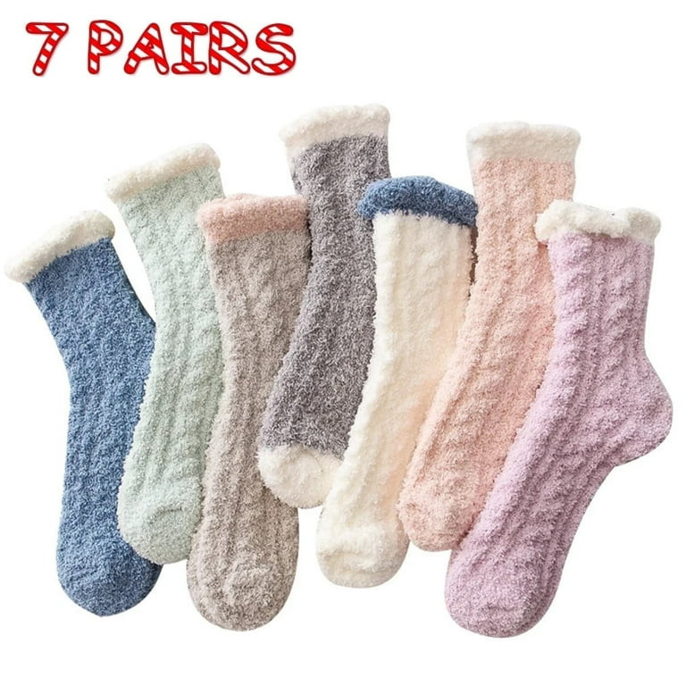 YOMYM 7 Pairs Fuzzy Socks for Women Cozy Fluffy Winter Slipper Warm Socks - Walmart.com | Walmart (US)