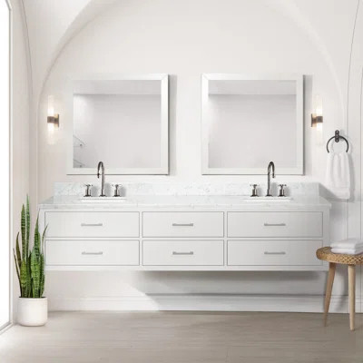 84 In. W X 22 In. D Double Bath Vanity With Carrara Marble Top And Drawers | Wayfair North America
