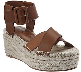 Sole Society Leather Espadrille Platform Wedges- Audrina | QVC