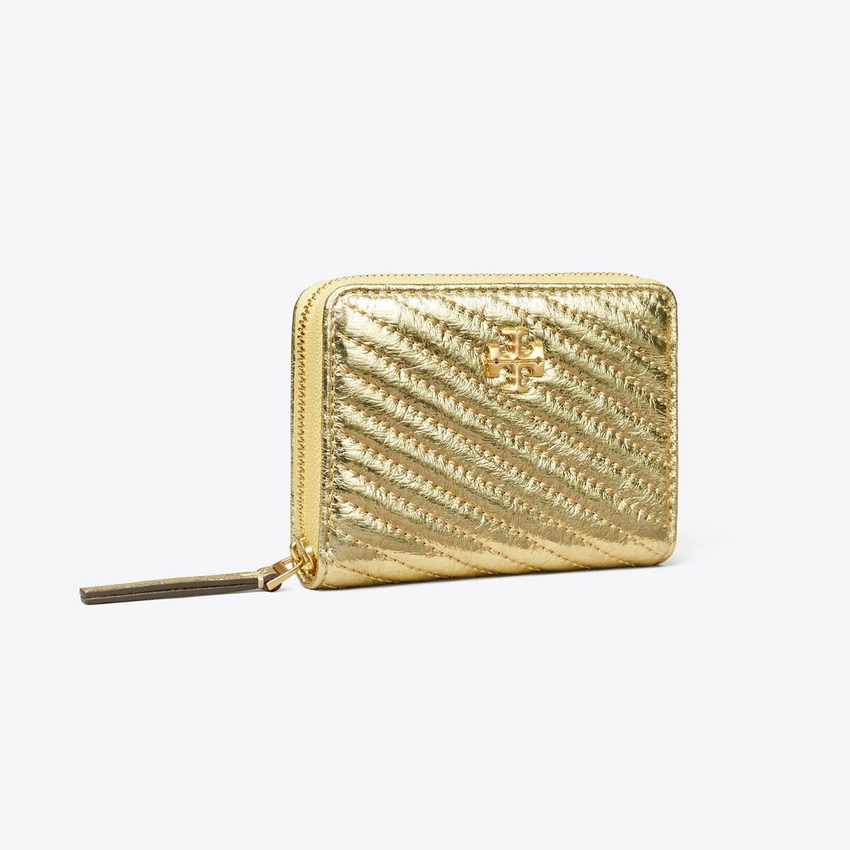 Small Kira Moto Quilt Metallic Zip-Around Wallet: Women's Designer Wallets | Tory Burch | Tory Burch (US)