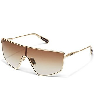 QUAY Unisex Entourage 49mm Shield Sunglasses - Brushed Gold/Sepia | Dillard's