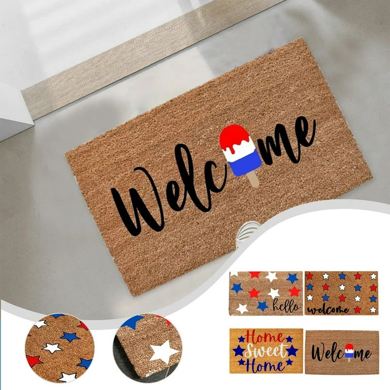 Wzzjkit Patriotic Door Mat 4th of July Doormat Independence Day Decorative Red White and Blue Wel... | Walmart (US)