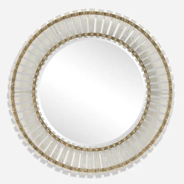 Uttermost Denali Textured Glass Round Mirror - 40.5'' H X 40.5'' W X 2'' D - Bed Bath & Beyond - ... | Bed Bath & Beyond