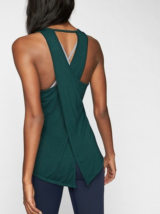 Athleta Womens Essence Tie Back Tank Dark Jade Size L | Athleta