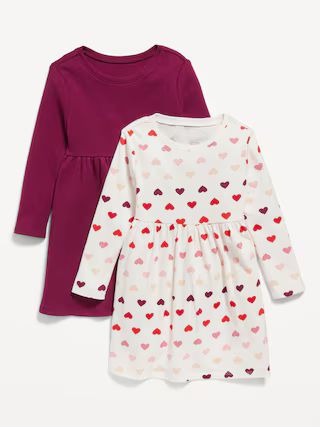 Fit &#x26; Flare Long-Sleeve Dress 2-Pack for Toddler Girls | Old Navy (US)