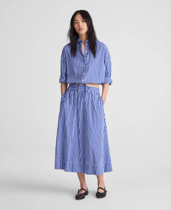 A-Line Midi Skirt in Poplin | Madewell