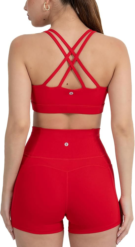 YITTY Active Women's Ultraluxe Strappy Medium Impact Bra, Athleisure, 4-Way-Stretch | Amazon (US)