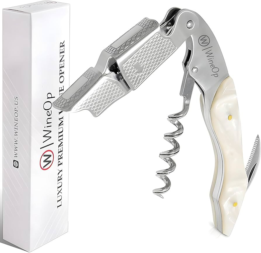 WineOp Professional Wine Opener Luxury Double Hinged Waiter's Corkscrew Wine Bottle Key - Cork sc... | Amazon (US)
