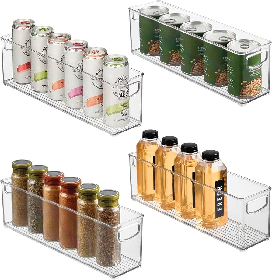 iDesign Small Stackable Storage Bins with Handles for Pantry or Fridge, Set of 4, Clear, Made in ... | Amazon (US)