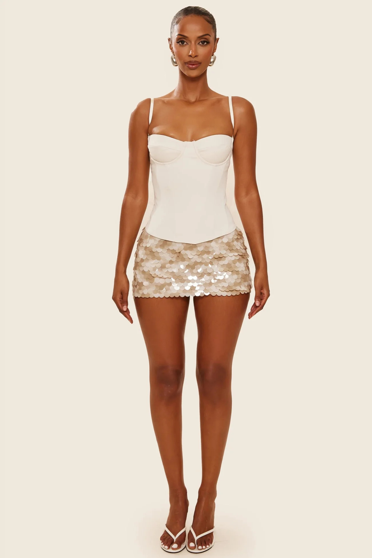 The Shimmi Mini Skirt in Stone | Mars The Label