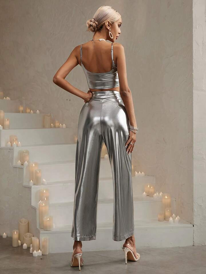 SHEIN BAE Crop Cami Top & Wide Leg Pants | SHEIN