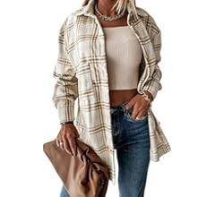 PRETTYGARDEN Women's Plaid Shirts Long Sleeve Lapel Button Down Cardigan Color Block Boyfriend Shack | Amazon (US)