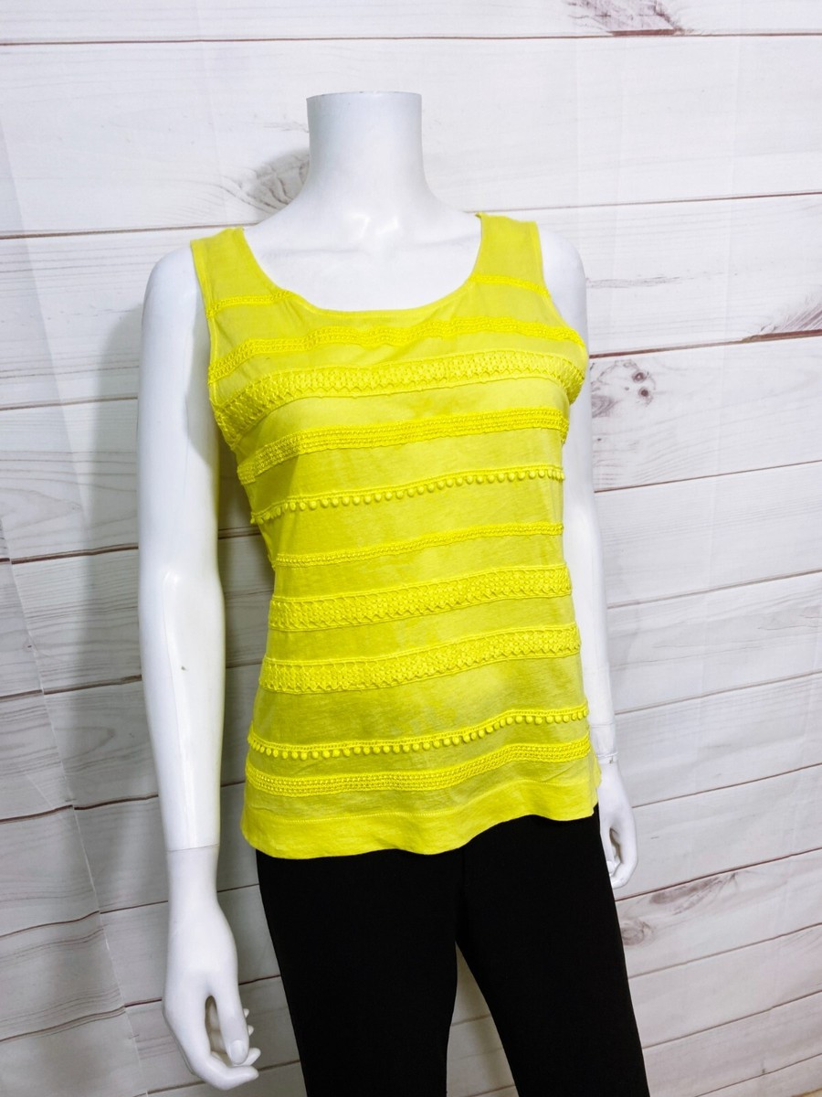 J Crew Womens Tank Top Size S Yellow Crochet Sleeveless 100% Cotton | eBay | eBay US