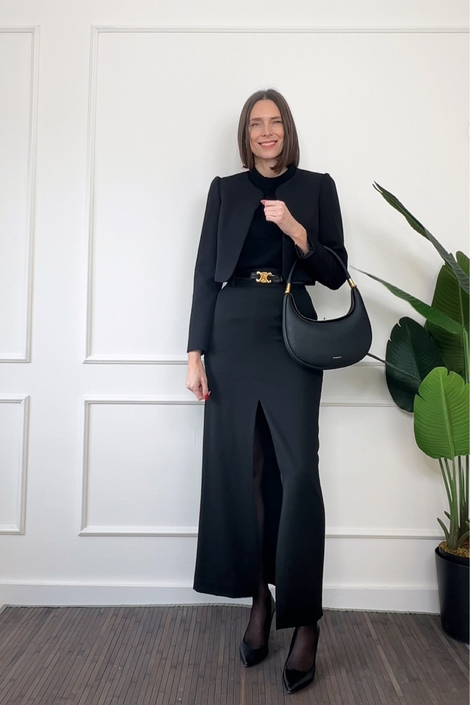 An all-black office look. It’s not always comfortable getting back into your work clothes after Christmas 😅. So if you’re looking for something a bit slimming, this is your outfit. It’s elongating because it’s all one colour, and we all know black is our friend when we’re feeling a bit bigger than usual  

#LTKshoecrush #LTKstyletip #LTKworkwear