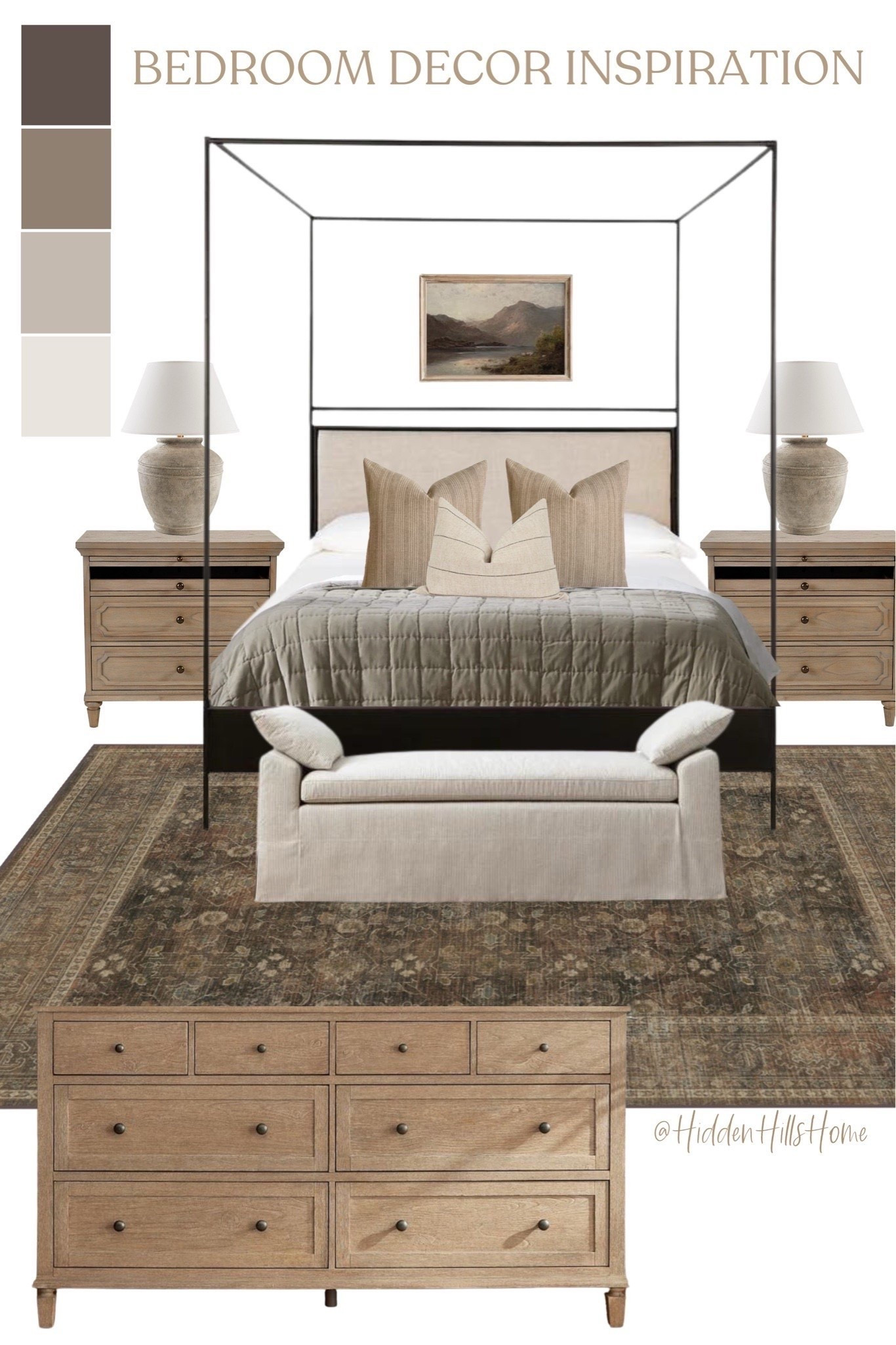 Master bedroom decor ideas, bedroom mood board, bedroom inspiration, home decor, bedroom decor, canopy bed #bedroom

#LTKHome #LTKSaleAlert
