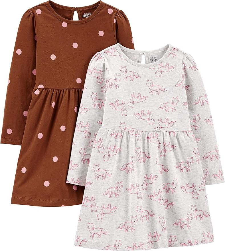 Simple Joys by Carter's Toddlers and Baby Girls' Long-Sleeve Dress Set, Pack of 2 | Amazon (US)