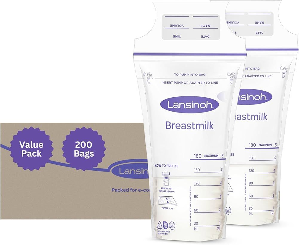 Lansinoh Milk Storage Bags, 200 Count Value Pack, Easy to Use Breast Milk Storage Bags for Feedin... | Amazon (US)