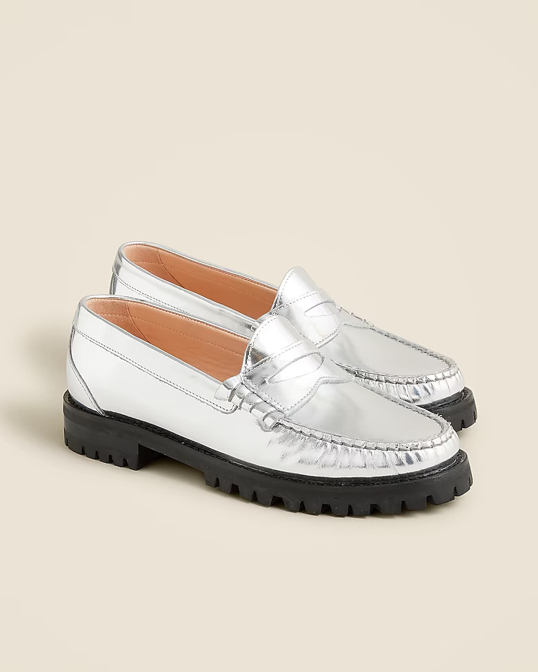 Winona lug-sole penny loafers in metallic leather$228.00Select Colors$134.50Silver Mirror$228.00$... | J. Crew US