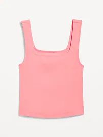 Fitted Square-Neck Ultra-Cropped Rib-Knit Tank Top for Women | Old Navy (US)