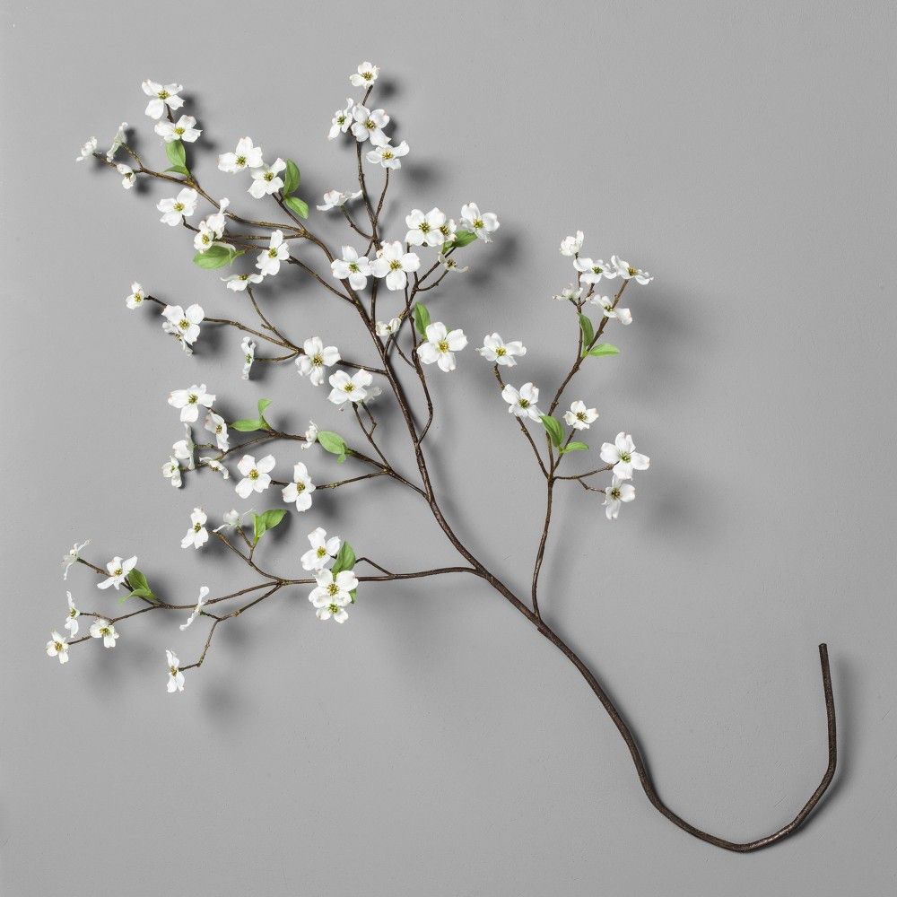 46"" White Faux Dogwood Stem - Hearth & Hand with Magnolia | Target