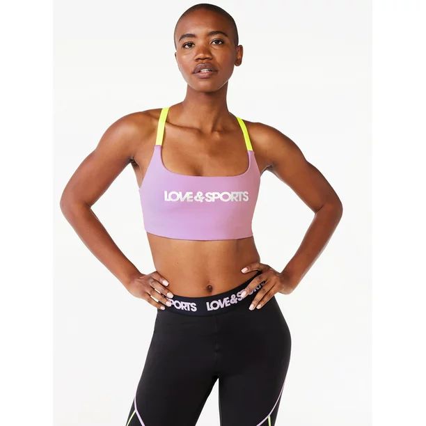 Love & Sports Women’s Kiki Colorblocked Sports Bra, Sizes XS-XXXL | Walmart (US)