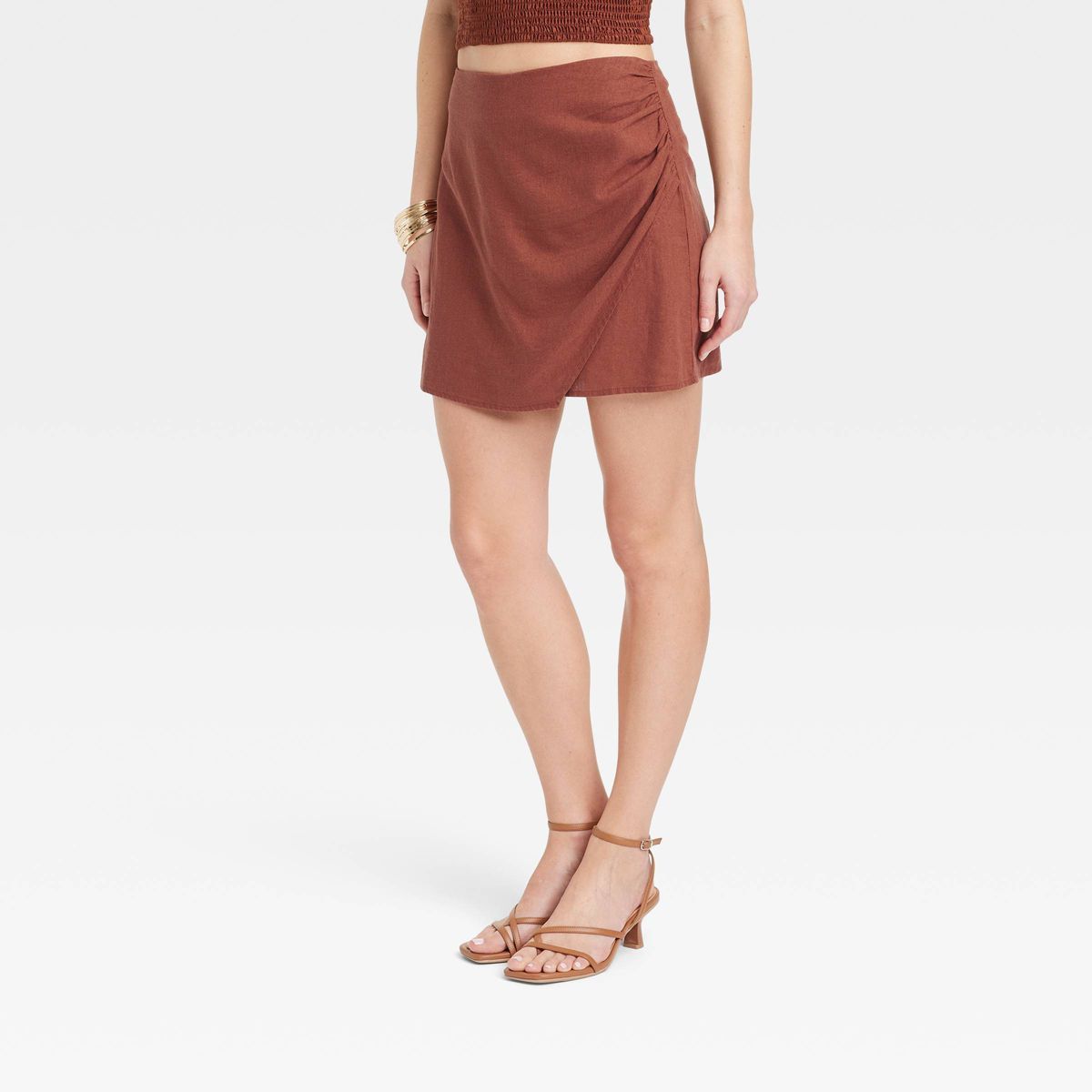 Women's Linen Mini Skort - A New Day™ Brown 0 | Target