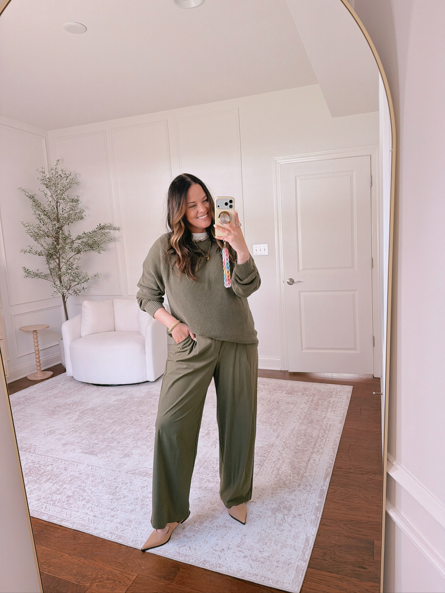 wearing the pants and sweater in a large 

 #LTKgrwm #LTKootd #LTKMidsize