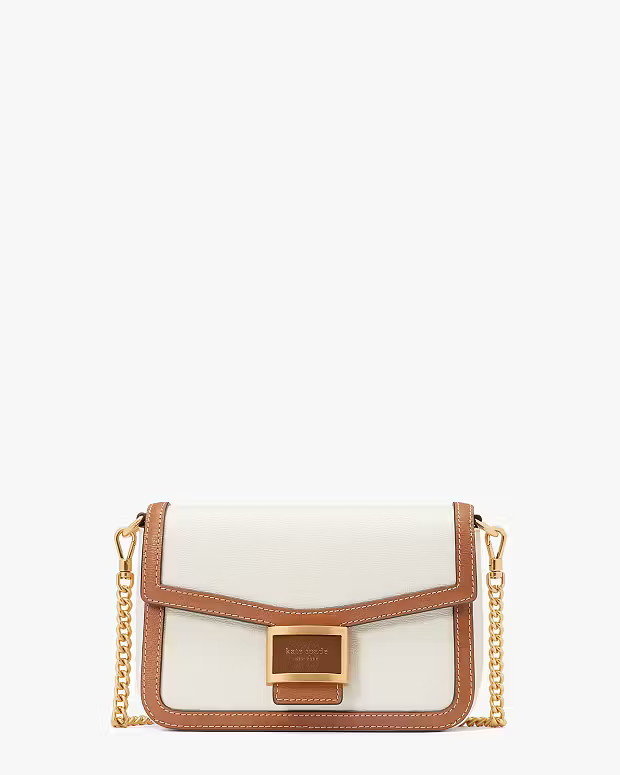 Katy Colorblocked Textured Leather Flap Chain Crossbody | Kate Spade (US)