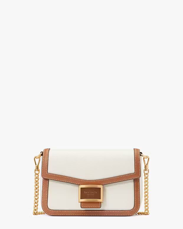 Katy Colorblocked Textured Leather Flap Chain Crossbody | Kate Spade (US)