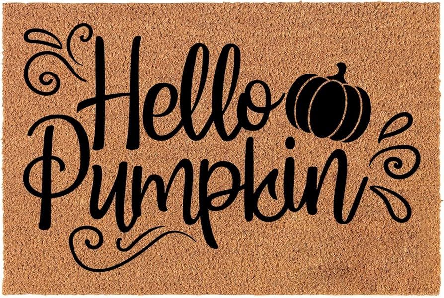 Funny Coir Doormat Hello Pumpkin Thanks Giving Halloween Doormat Welcome Front Porch Decor Doorma... | Amazon (US)