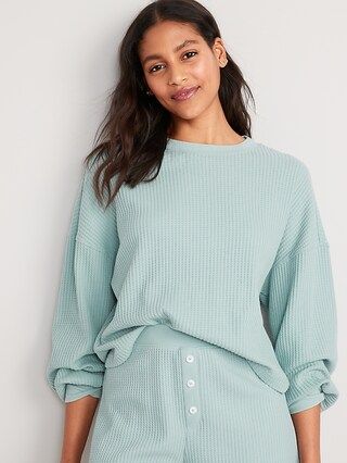 Long-Sleeve Waffle-Knit Pajama Top for Women | Old Navy (US)