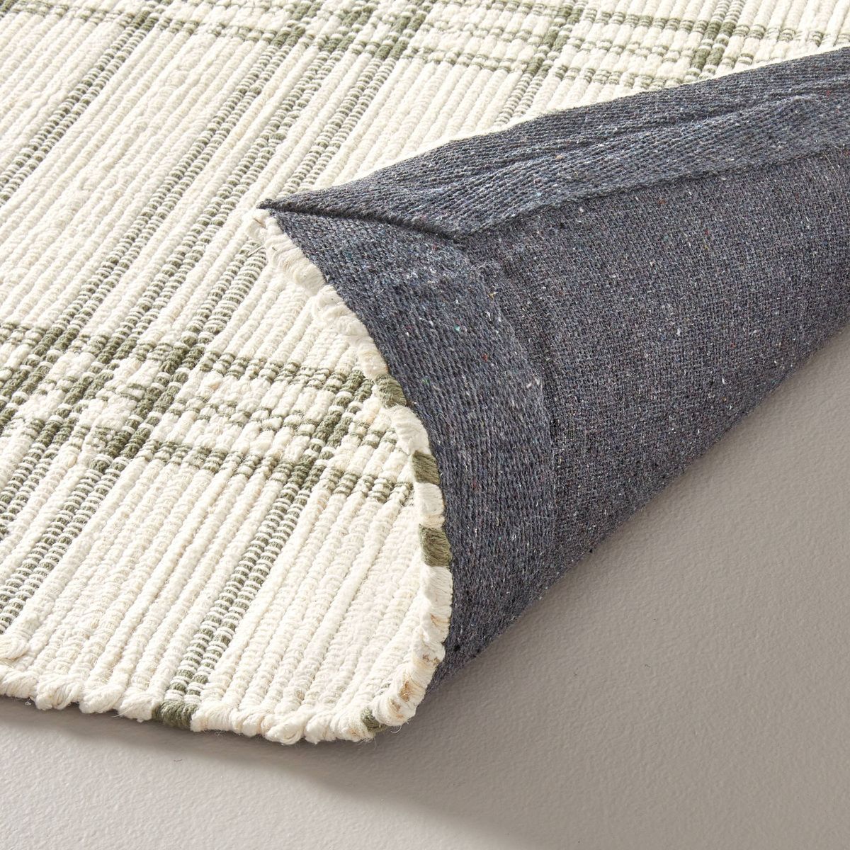 Tri-Stripe Plaid Handmade Woven Area Rug Green/Cream - Hearth & Hand™ with Magnolia | Target
