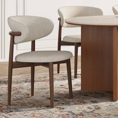 71" Oval Dining Table Set With 6 Linen Dining Chairs,Upholstered Side Chairs With High Back For Kitchen/Living Room | Wayfair North America