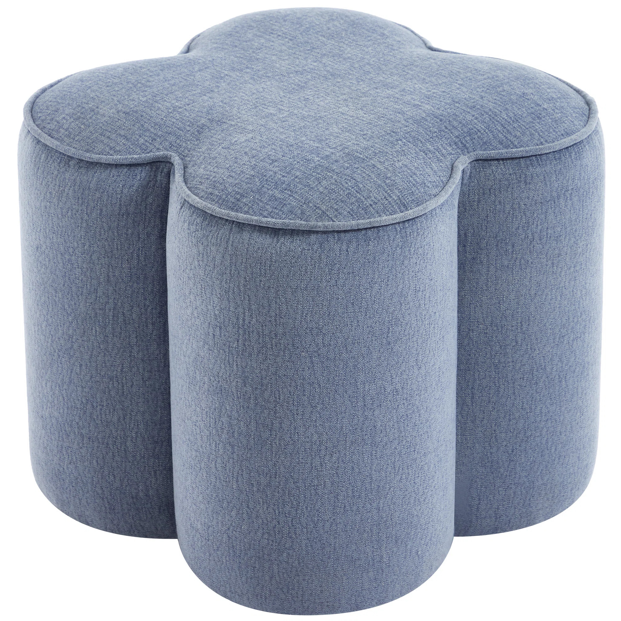 Leiani 18.5" Wide Boulce/Velvet/Linen Upholstered Ottoman | Wayfair North America