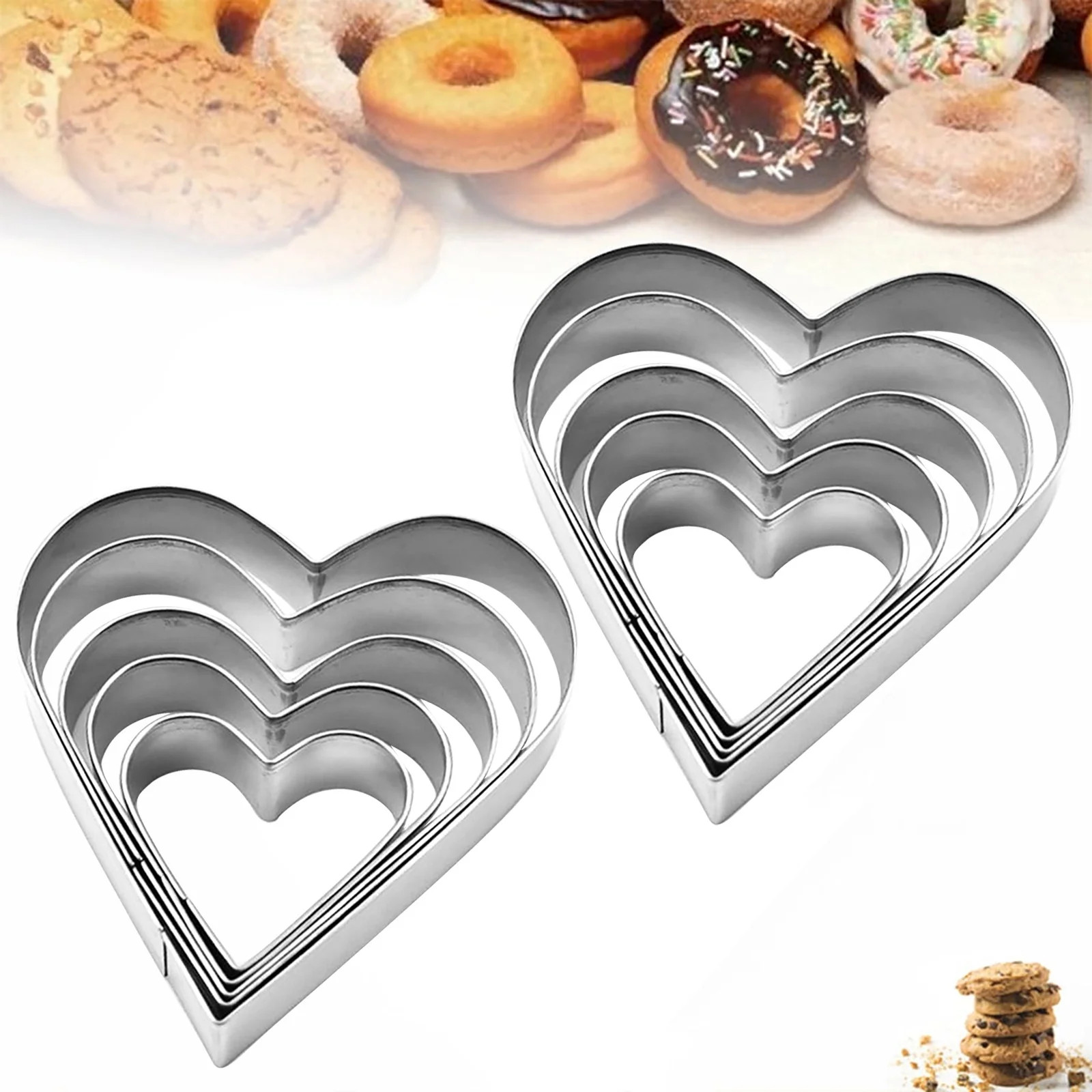 Heart Shaped Cookie Cutter， 2 Sets 5-Piece Heart Cookie Cutter, Stainless Steel Baking Tools fo... | Walmart (US)