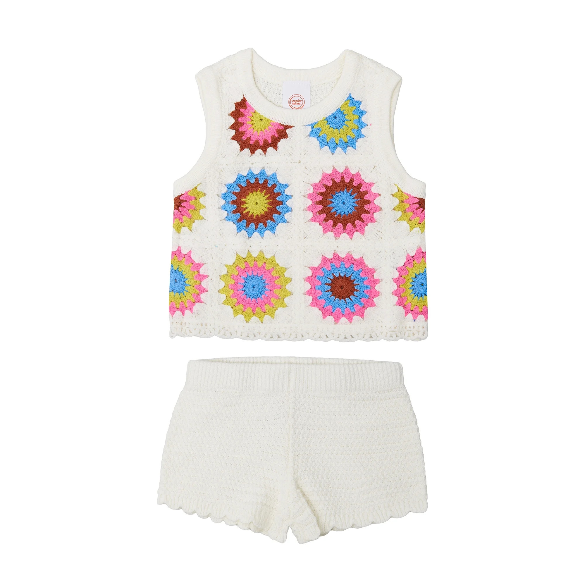 Wonder Nation Toddler Girl Crochet Tank and Short Set, Sizes 12M-5T | Walmart (US)