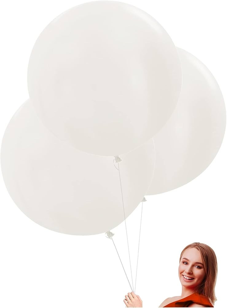 24 inch Large Round White Balloons 10 Pack Thick Big jumbo Latex Balloons Giant oversized Balloon... | Amazon (US)