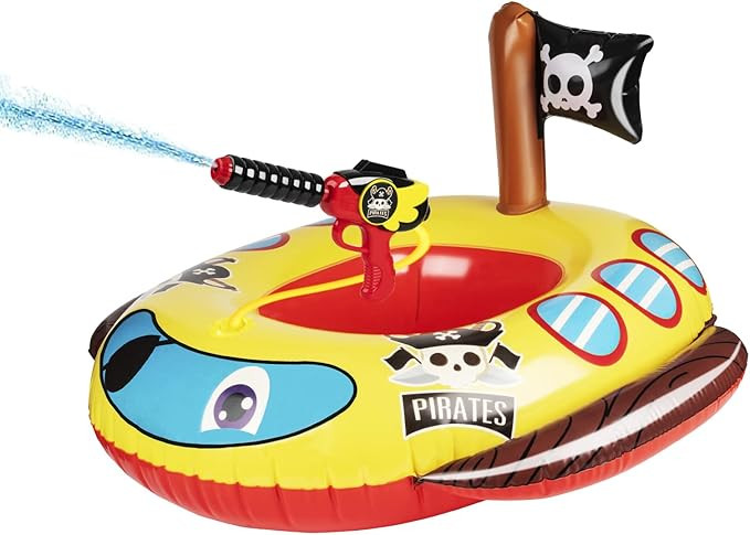 Inflatable Pool Floats Kids with Water Gun, Pirate Ship Pool Floats for Toddlers, Blow Up Pool To... | Amazon (US)