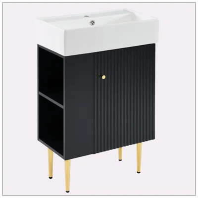 21.6" Black Left side storage Bathroom vanity | Wayfair North America