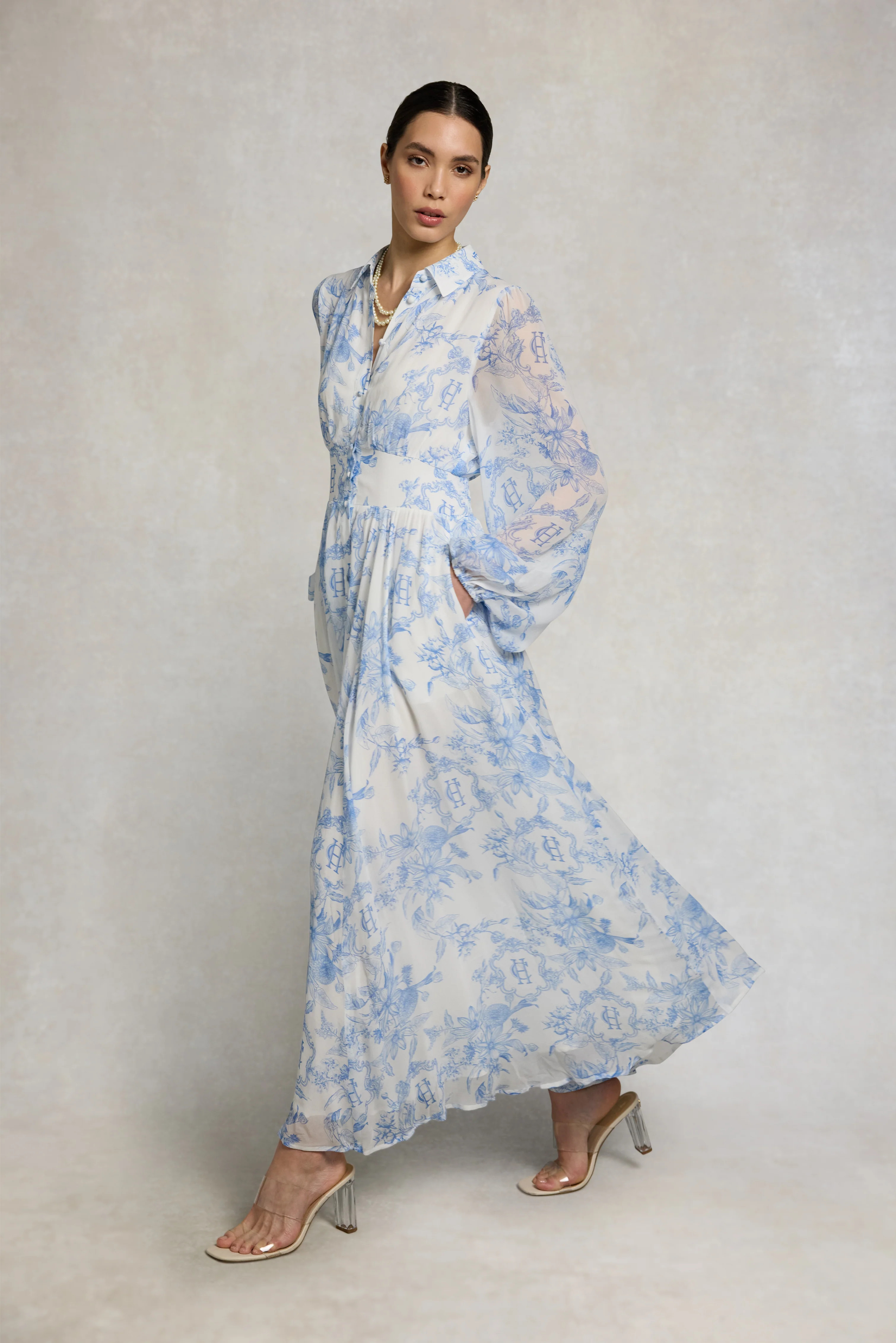 Paros Shirt Dress (English Blue Garden) | Holland Cooper