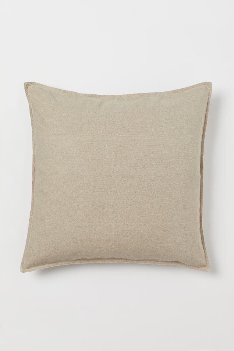 Cushion cover in washed, woven fabric with concealed zipper at back. | H&M (US + CA)