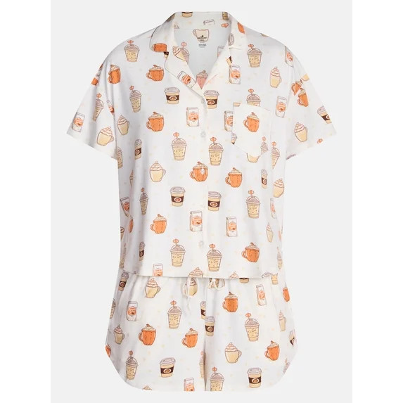 Halloween Women's Notched Top and Shorts Pajama Set from Way to Celebrate, 2-Piece, Sizes XS-3X | Walmart (US)