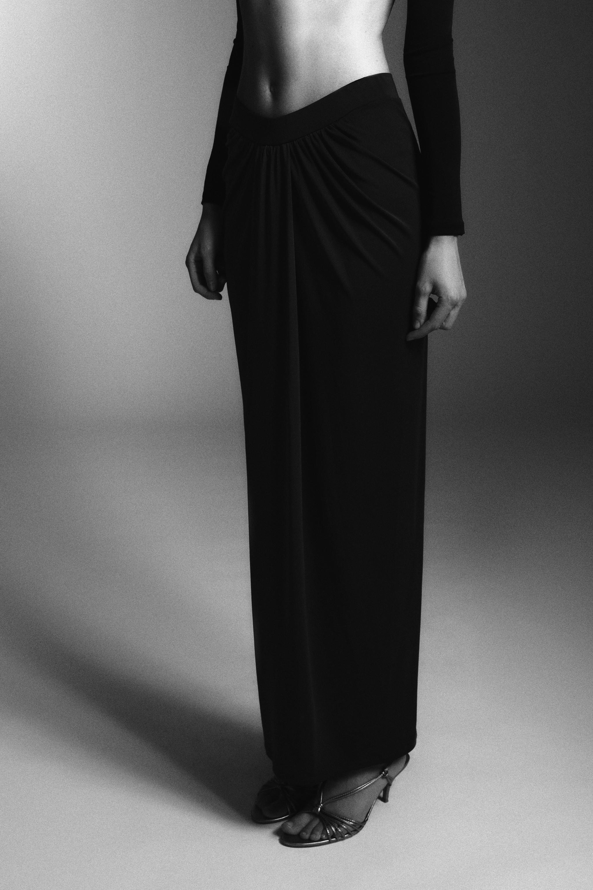 LONG CREPE GATHERED SKIRT | Zara UK