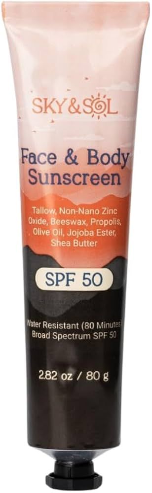 Natural Mineral Sunscreen SPF 50 2.82 oz: Natural Tallow & Zinc Oxide, Reef Safe, Water Resistant... | Amazon (US)