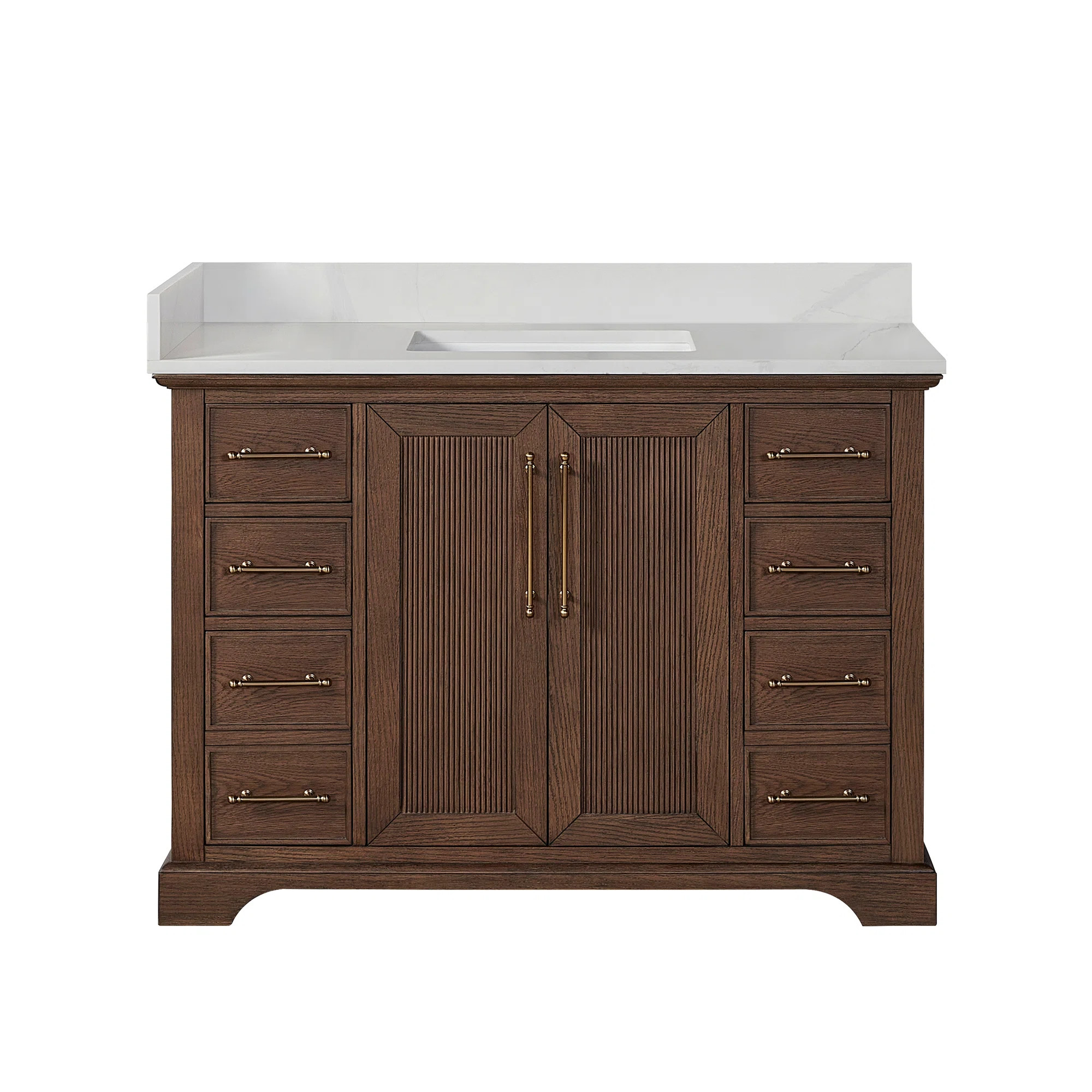 Friedliese 48" Single Bath Vanity with Silk White Quartz Stone Top | Wayfair North America