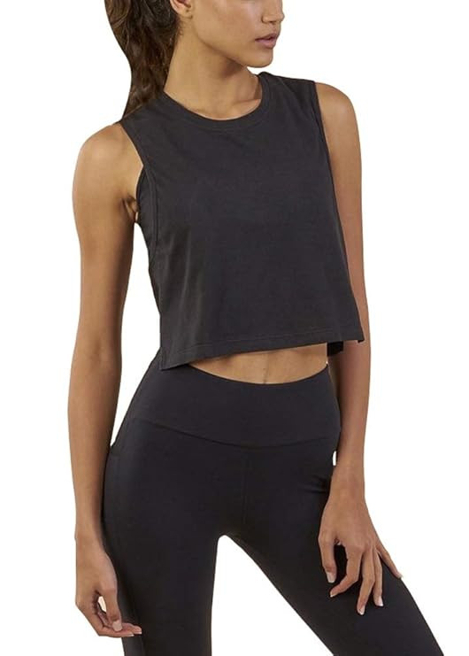 Mippo Women's Loose Flowy Mesh Workout Athletic Gym Crop Top Cropped Tee Muscle Tank | Amazon (US)