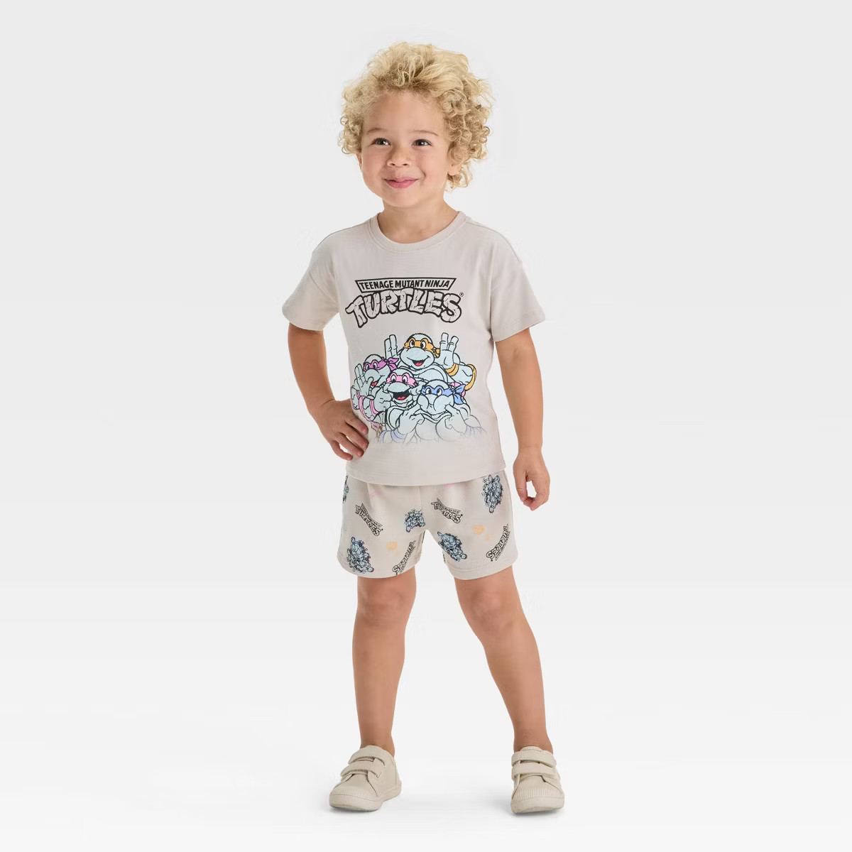 Toddler Boys' 2pc Teenage Mutant Ninja Turtles T-Shirt & Shorts Sets - Beige | Target